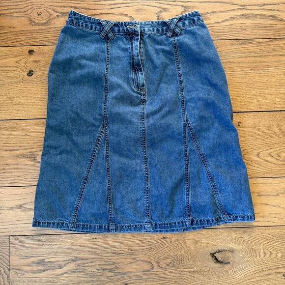 Y2K Vintage Denim Skirt Size 10 High Waist A-Line Midi 90s Cottage Boho - Picture 1 of 8